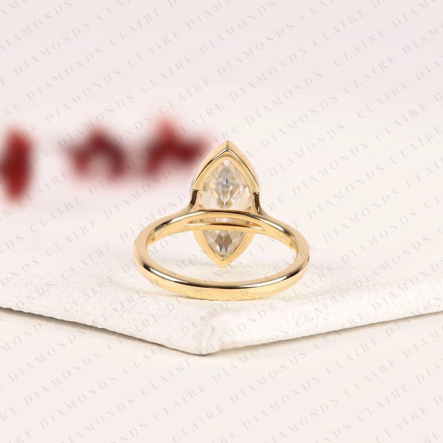 marquise lab grown diamond bezel set solitaire ring gold engagement ring for women