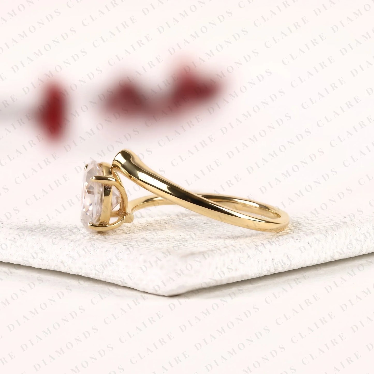oval cut lab grown diamond engagement ring bypass ring unique open band modern style bridal jewelry