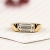 Baguette Cut Lab Grown Diamond Ring in Gold Modern Rectangular Diamond Solitaire Ring Minimalist Statement Engagement Ring for Women
