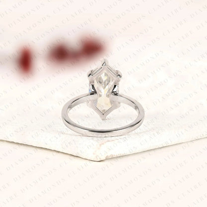 Dutch Marquise Cut Lab Grown Diamond Engagement Ring Solitaire White Gold Ring Elongated Diamond Bridal Ring Minimalist Wedding Ring