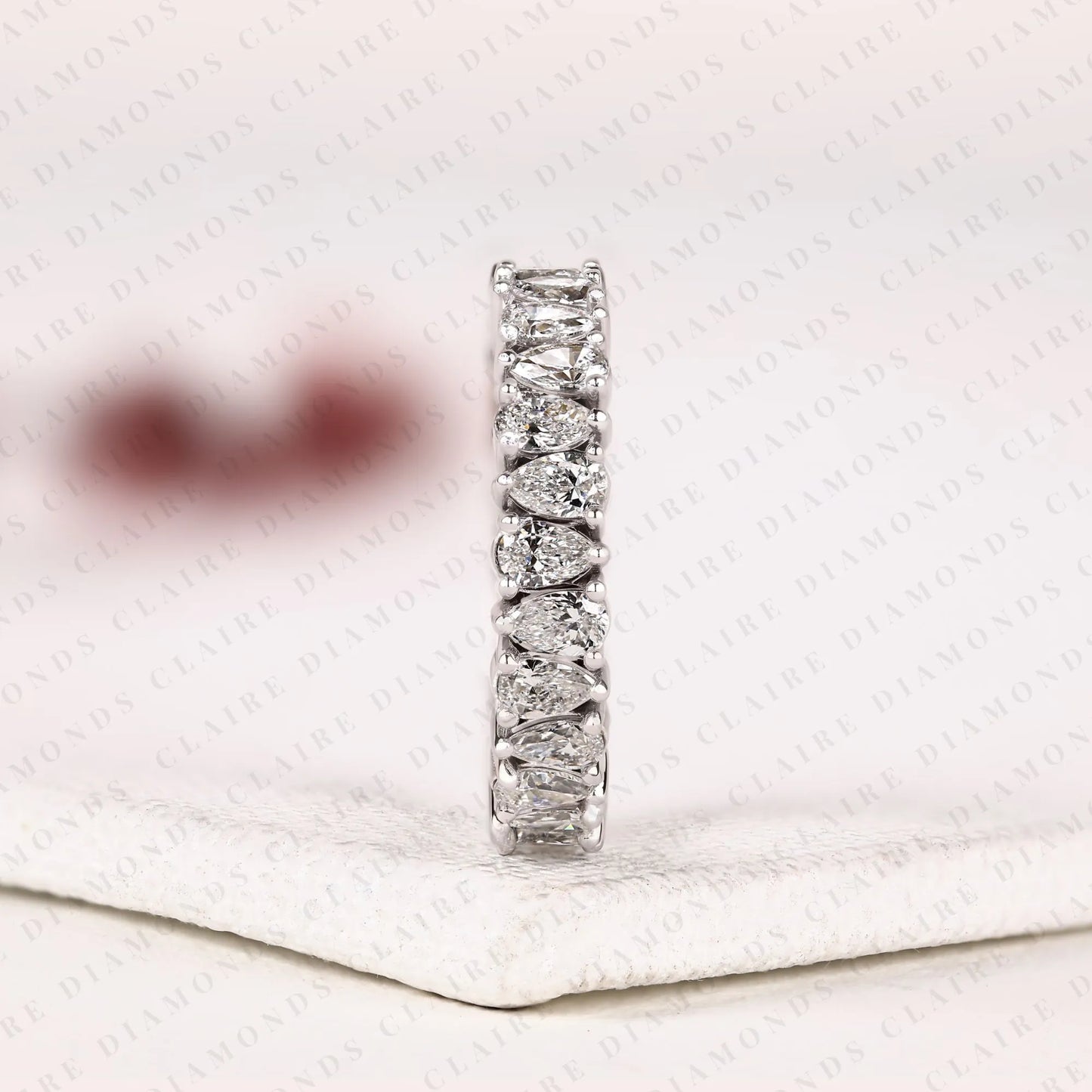 3.50 tcw pear cut lab grown diamond band eternity wedding stackable band elegant anniversary & bridal jewelry