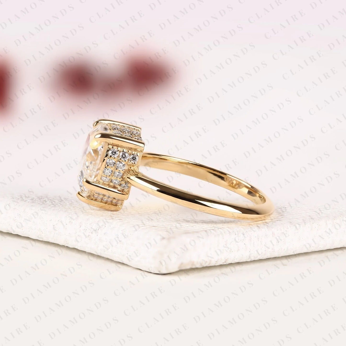 heart cut moissanite diamond engagement ring gold hidden halo ring romantic bridal jewelry minimalist promise ring.