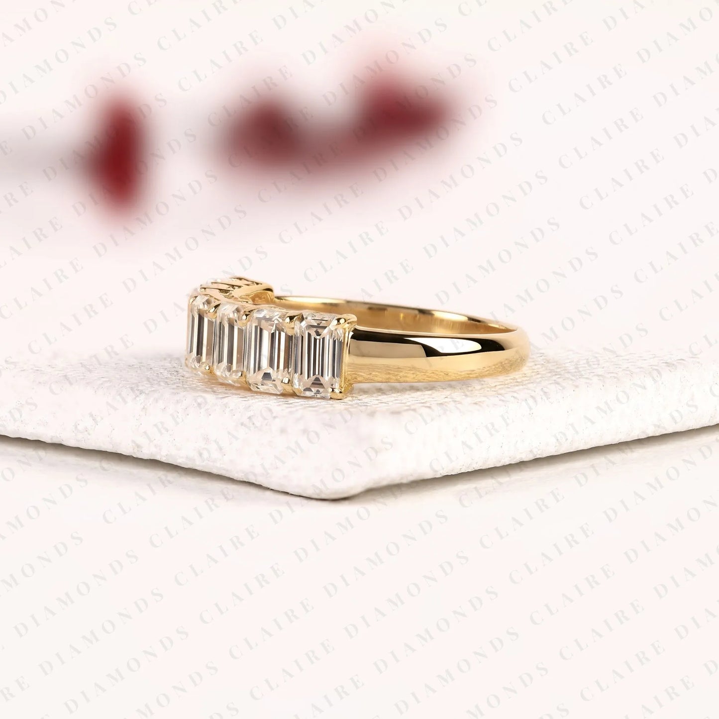 1.75 tcw emerald cut moissanite diamond eternity band stackable band luxury bridal anniversary jewelry