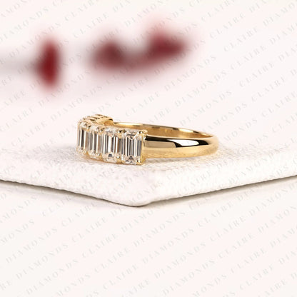1.75 TCW Emerald Cut Moissanite Diamond Eternity Band Stackable Band Luxury Bridal Anniversary Jewelry