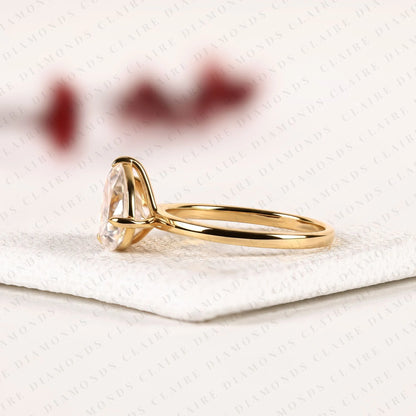 2.63 TCW Toi et Moi Pear Cut Lab Grown Diamond Engagement Ring Unique Double Stone Bridal Ring
