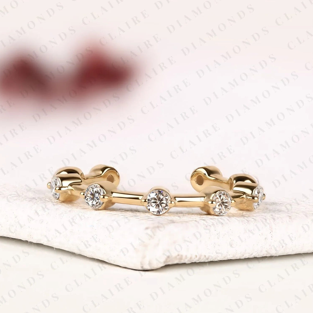 0.27 tcw round diamond wedding band lab grown diamond stackable ring minimalist yellow gold anniversary band modern bridal ring dainty everyday fine jewelry.