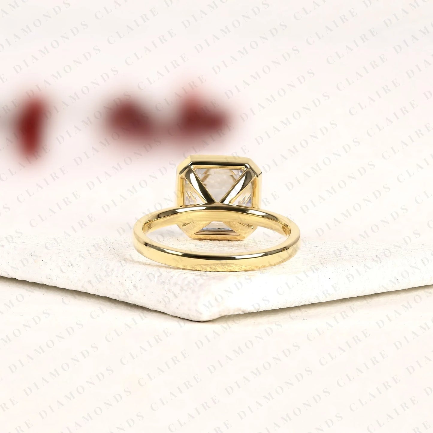 asscher cut lab grown diamond bezel set engagement ring | modern solitaire statement ring