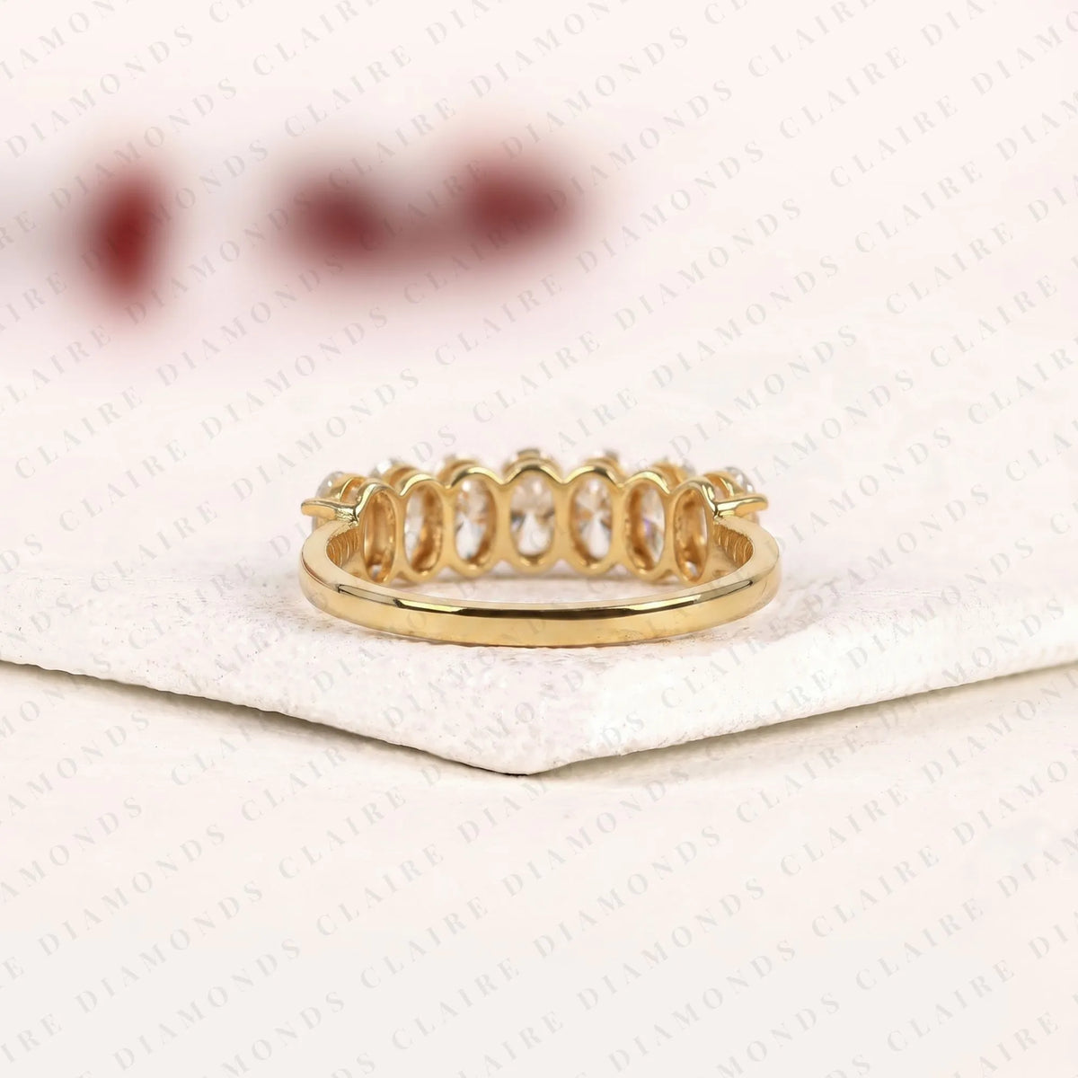 1.61 tcw oval cut lab grown diamond band half eternity wedding elegant stackable bridal band for her