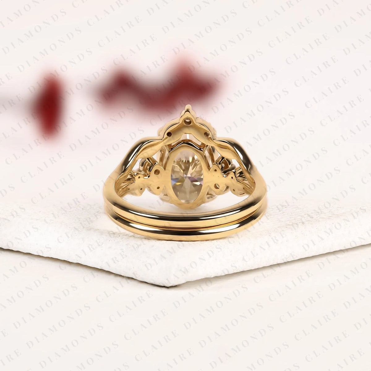 Oval Cut Engagement Ring Set Nature Inspired Wedding Ring – photo 4