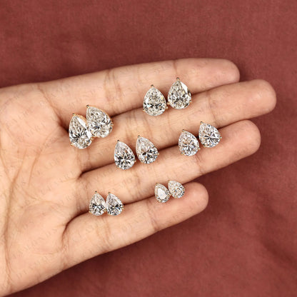 Pear Cut Lab Grown Diamond Stud Earrings Classic Solitaire Earrings Elegant Minimalist Bridal Jewelry Timeless Gift for Her