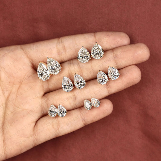 Pear Cut Moissanite Diamond Stud Earrings Classic Solitaire Earrings Elegant Minimalist Bridal Jewelry Timeless Gift for Her