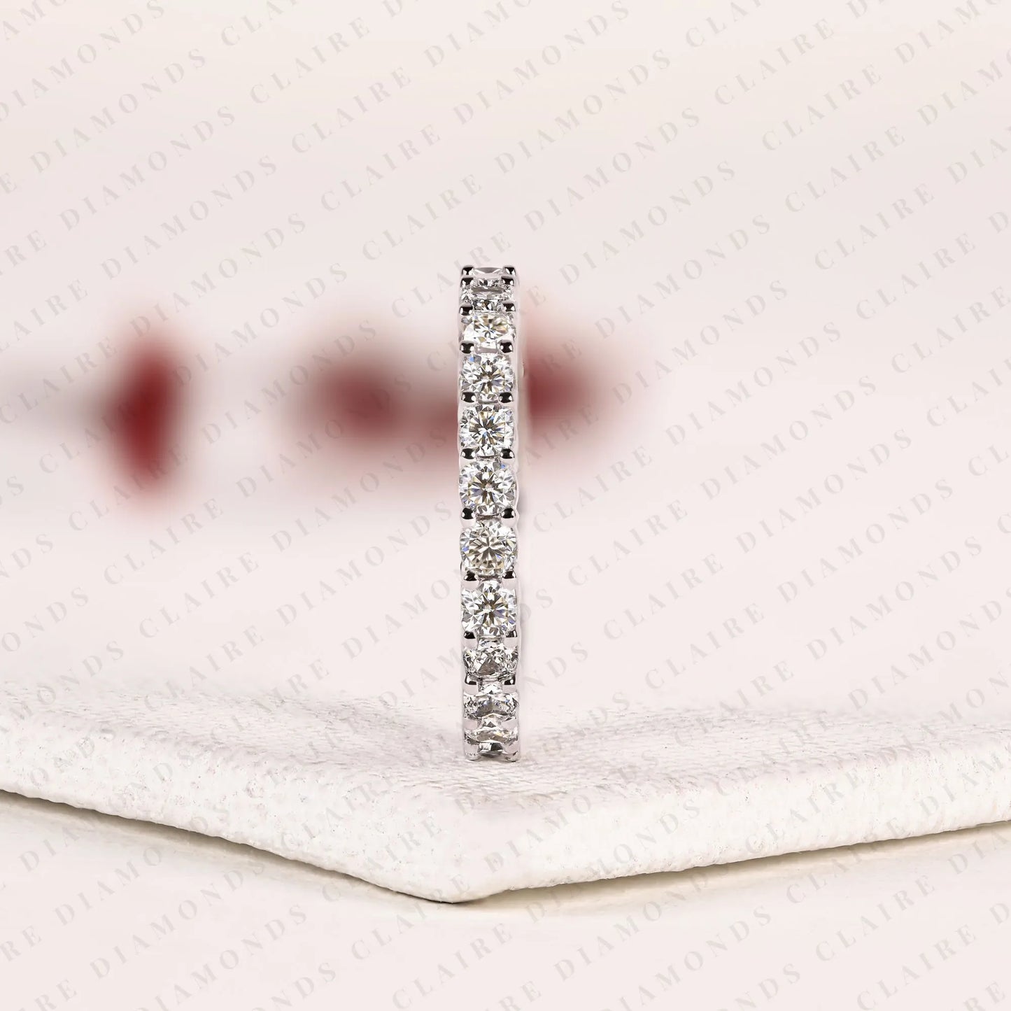 2.50 tcw round cut lab grown diamond eternity band full diamond wedding band classic stackable band