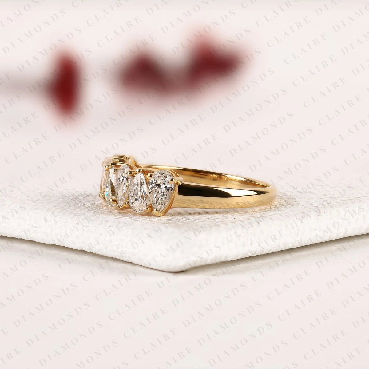 1.75 tcw pear cut lab grown diamond band in gold elegant pear shape eternity wedding band for women