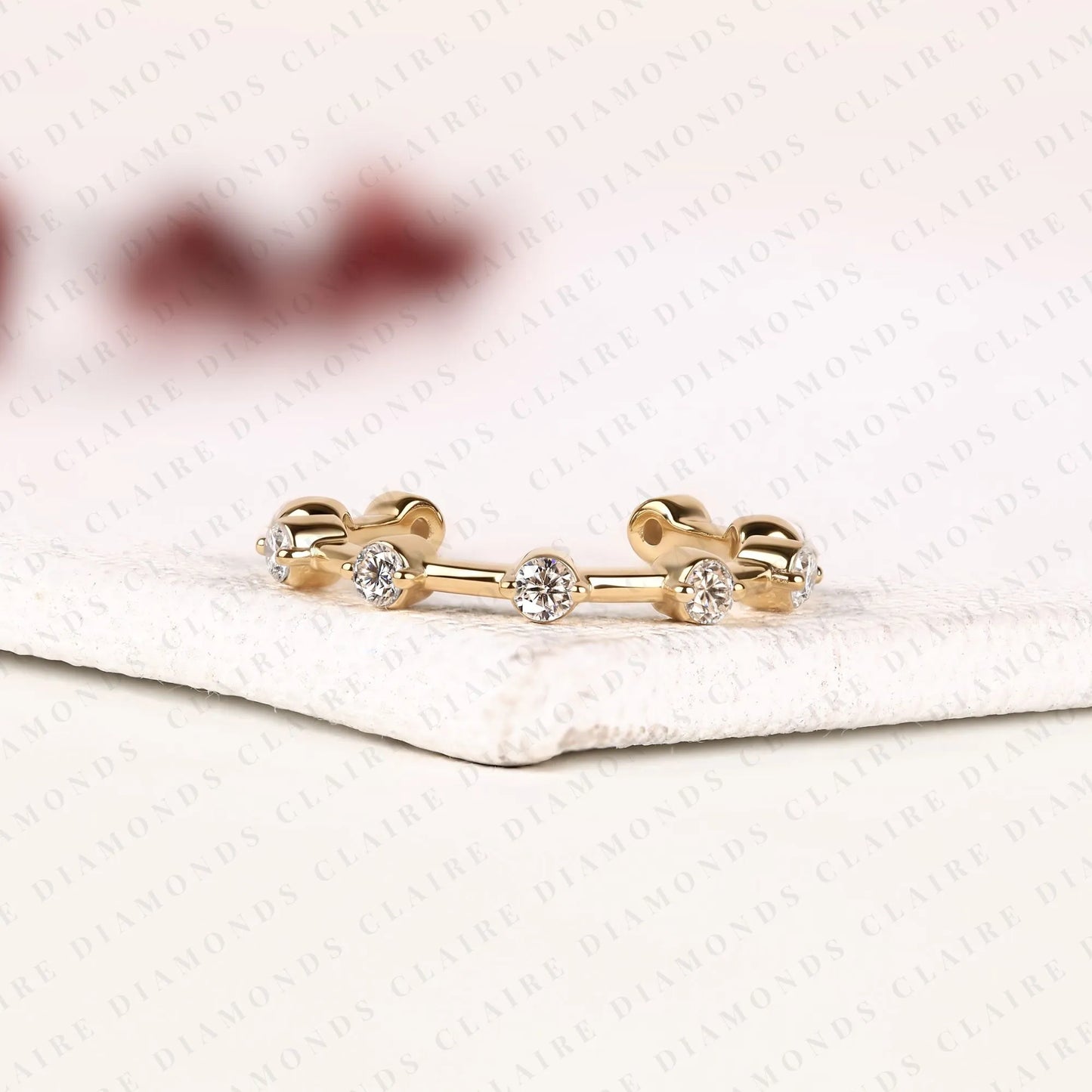0.27 tcw round diamond wedding band moissanite diamond stackable ring minimalist yellow gold anniversary band modern bridal ring dainty everyday fine jewelry.