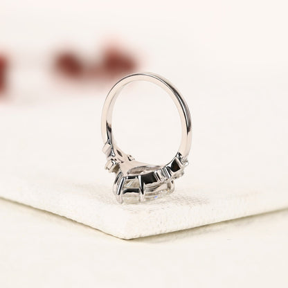 Marquise Cut Lab Grown Diamond Engagement Ring Nature Inspired Floral Ring Vintage Leaf Wedding Ring Unique Proposal Ring