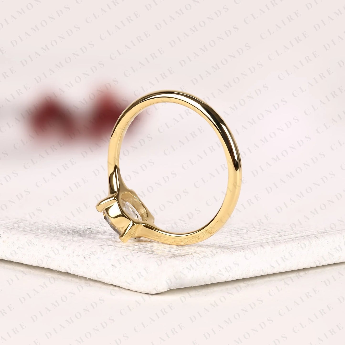 rose cut round moissanite diamond solitaire engagement ring in gold, promise ring, yellow gold