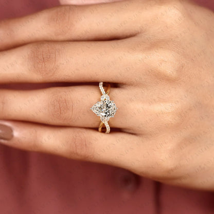 Pear Cut Lab Grown Diamond Engagement Ring | Yellow Gold Twisted Vine Pavé Band | Nature Inspired Bridal Ring | Elegant Unique Wedding Jewelry