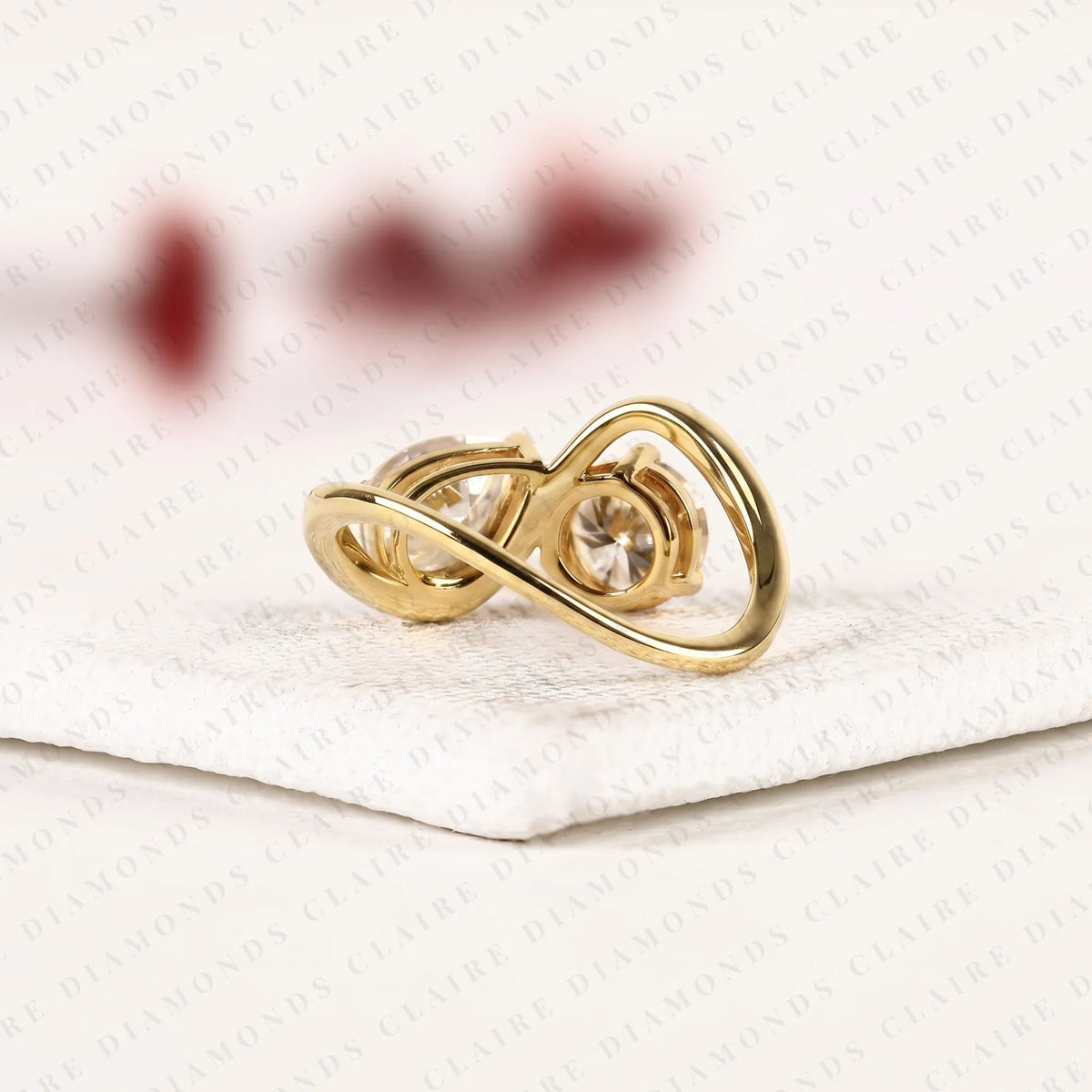 2.05 tcw round & pear cut toi et moi lab grown diamond engagement ring | two stone bypass gold ring | elegant modern bridal jewelry