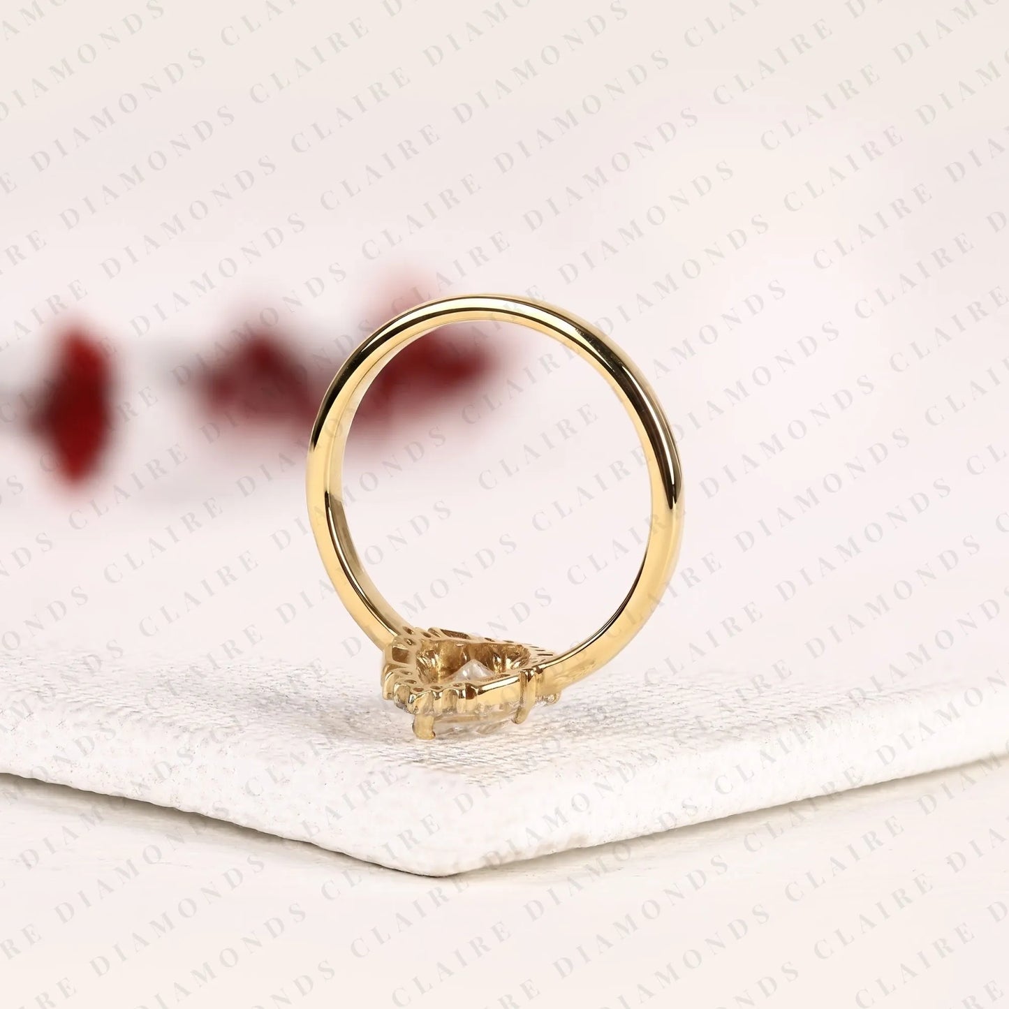 marquise cut moissanite diamond engagement ring floral halo gold vintage inspired wedding ring