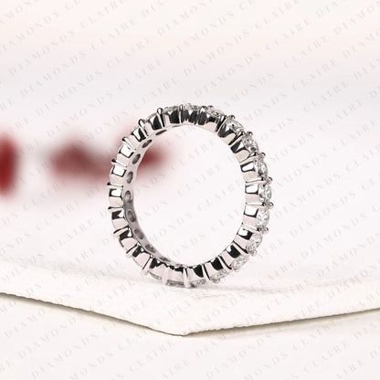 2.20 TCW Elegant Full Eternity Moissanite Diamond Wedding Band with Round Brilliant Diamonds