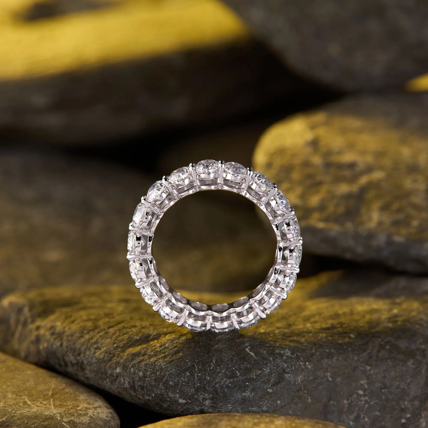 3.60 tcw elegant oval cut moissanite diamond eternity band in white gold luxury wedding ring