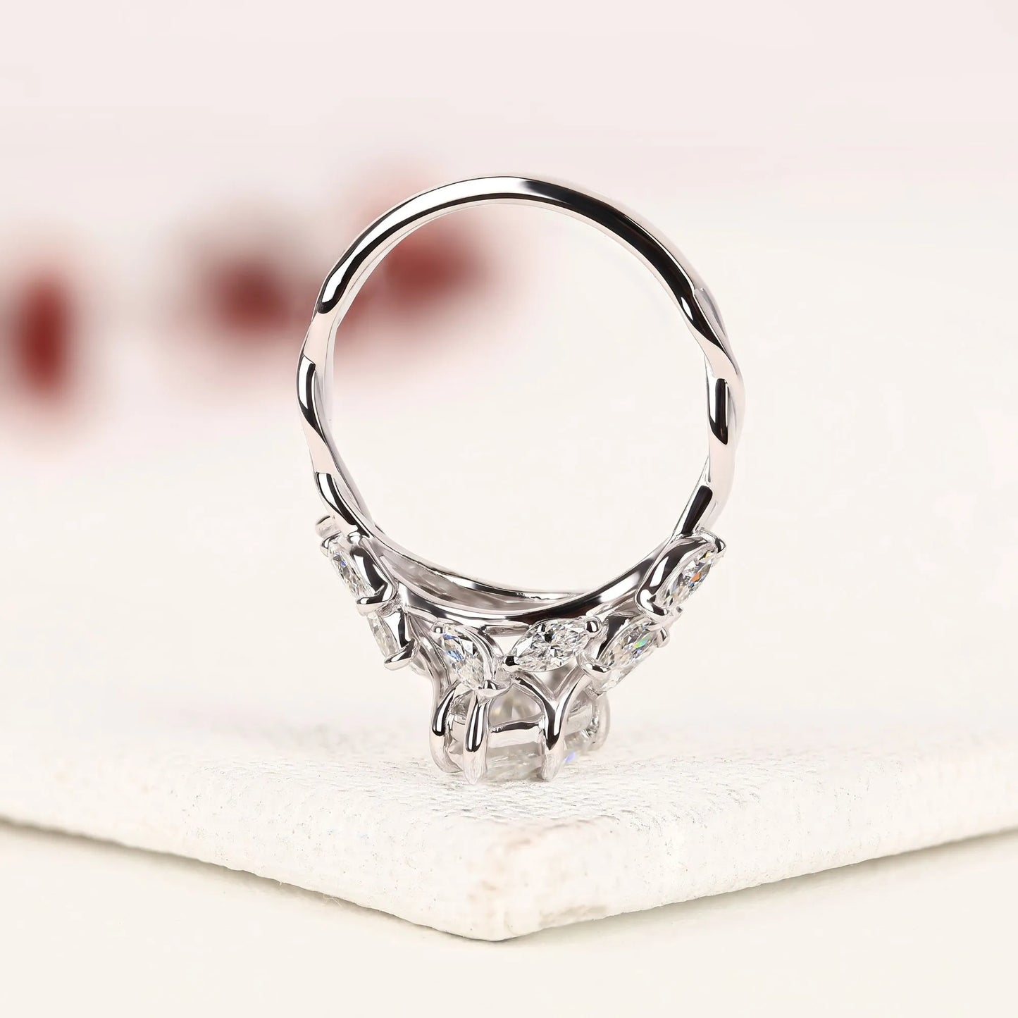 marquise cut moissanite diamond engagement ring vintage floral cluster ring white gold wedding ring unique anniversary ring for women.