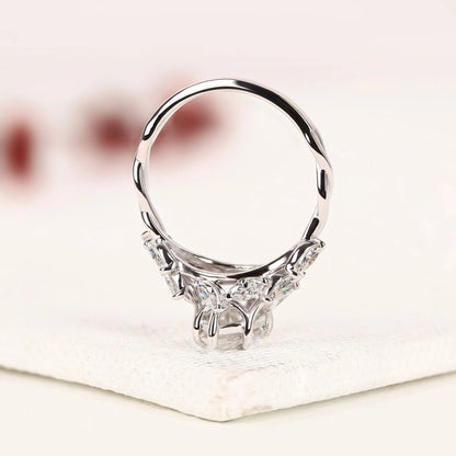 Marquise Cut Moissanite Diamond Engagement Ring Vintage Floral Cluster Ring White Gold Wedding Ring Unique Anniversary Ring for Women.