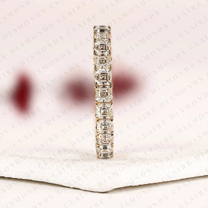 4.60 TCW Asscher Cut Lab Grown Diamond Eternity Band | Full Eternity Wedding Band | Geometric Gold Anniversary Band
