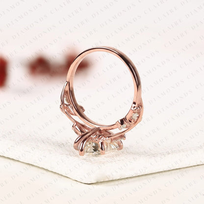 Dutch Marquise Moissanite Diamond Engagement Ring | Nature-Inspired Rose Gold Curved Vine Setting