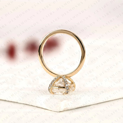Elongated Cushion Cut Moissanite Diamond Solitaire Engagement Ring Classic Gold Wedding Ring Minimalist Bridal Ring Anniversary Gift for Women.