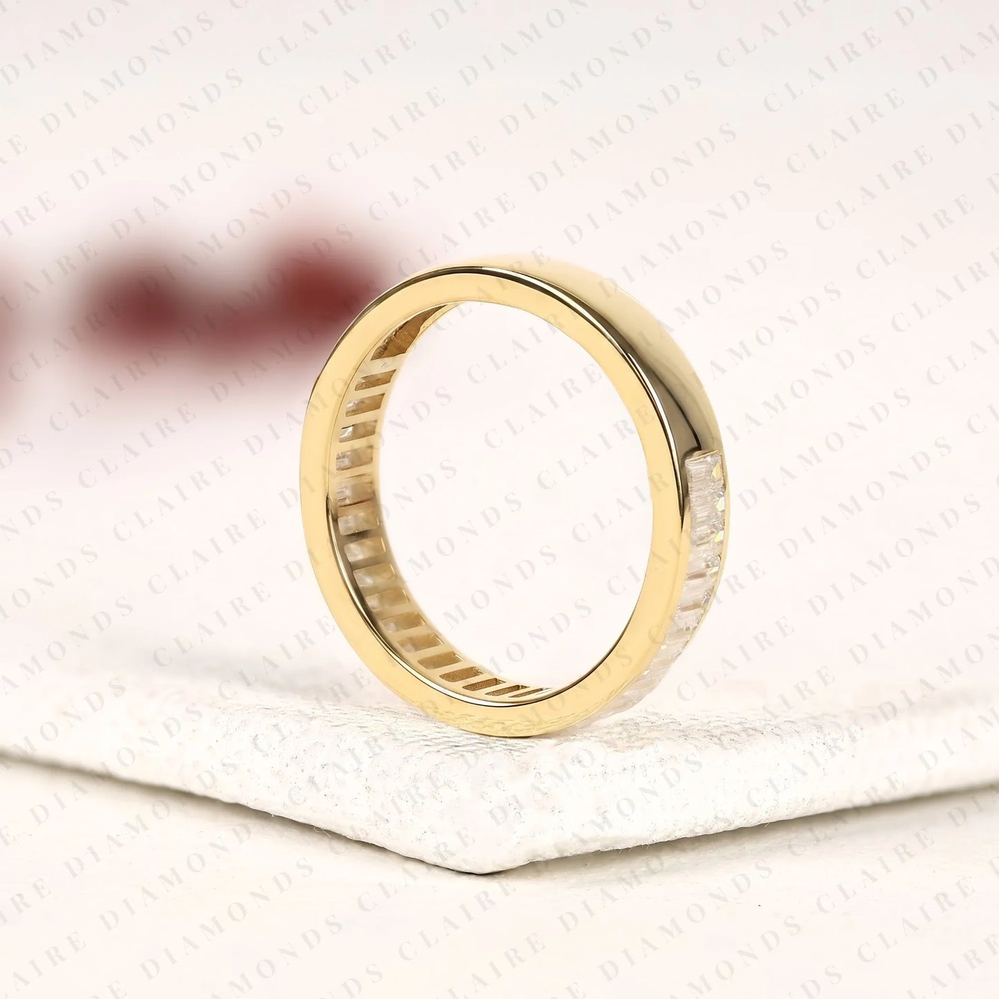 1.35 tcw baguette cut lab grown diamond eternity wedding band minimalist stackable anniversary ring for women