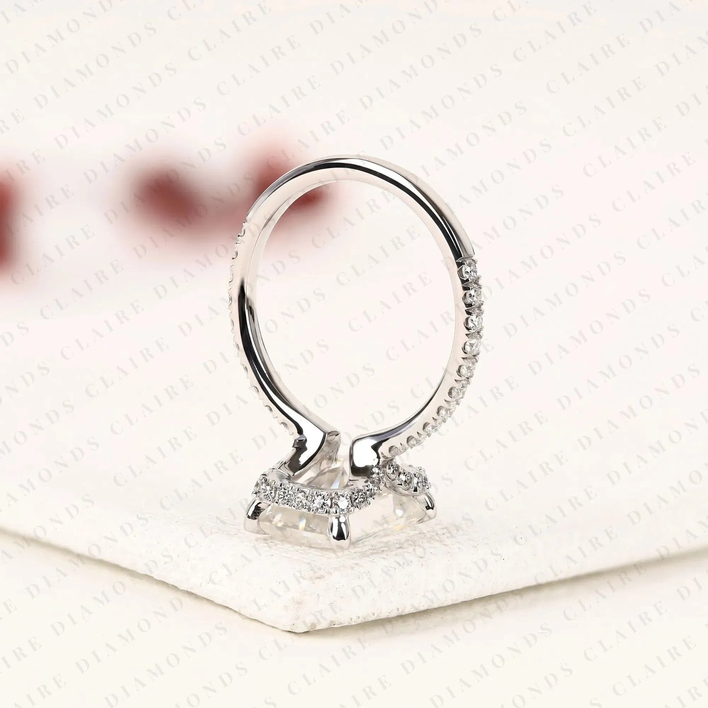 radiant cut hidden halo lab grown diamonds engagement ring with pavé band – luxurious brilliance for your forever