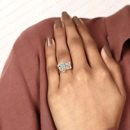 4.70 TCW Toi et Moi Pear & Radiant Cut Lab Grown Diamond Engagement Ring Two Stone Gold Promise Ring  Modern Bridal Ring IGI Certified Jewelry