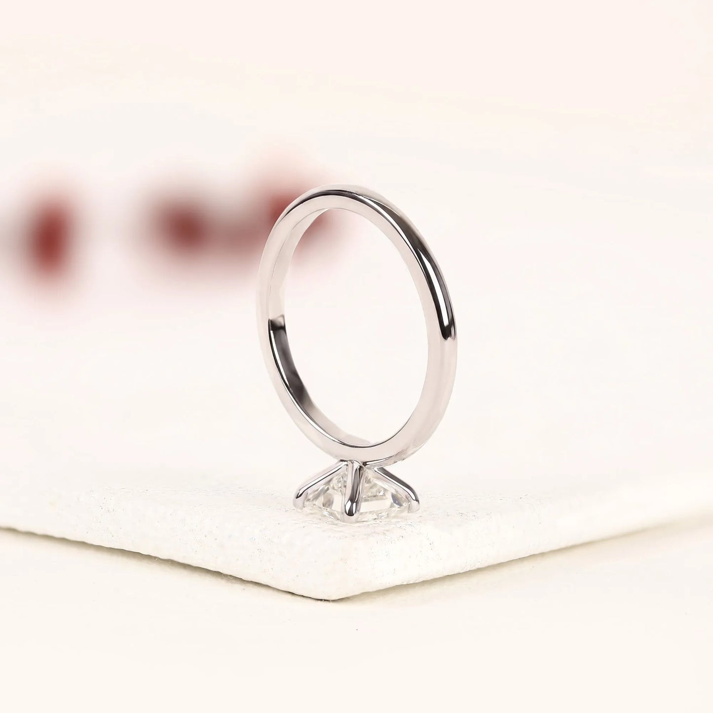 princess cut lab grown diamond solitaire engagement ring, classic four prong white gold ring, minimalist proposal ring