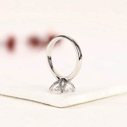 Oval Cut Lab Grown Diamond Solitaire Engagement Ring, Four Prong Hidden Tulip Setting, Minimalist White Gold Proposal Ring
