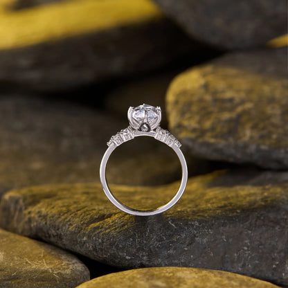 Timeless Marquise Lab Grown Diamond Ring with Delicate Sparkling Side Stone Detailing and Elegant Engagement Ring