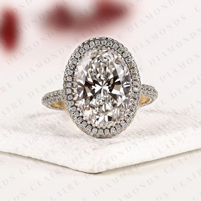 Enchanted Oval Cut Lab Grown Diamond Halo Engagement Ring | Botanical Vine Halo Gold Ring | Nature Inspired Vintage Bridal Jewelry