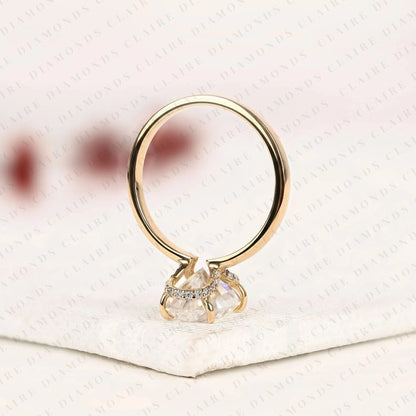 Classic Oval Cut Solitaire Lab Grown Diamond Engagement Ring in Yellow Gold | Hidden Halo Wedding Ring for Women | Timeless Anniversary Gift.