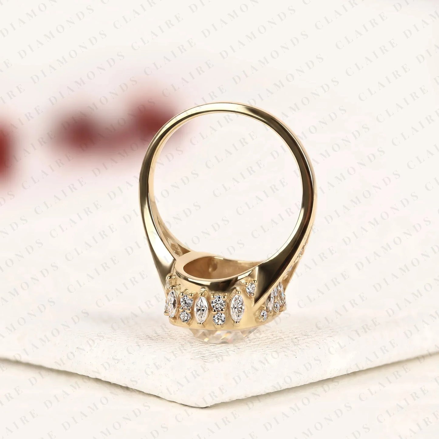 vintage elongated cushion cut lab grown diamond engagement ring | milgrain bezel set statement ring | unique gold anniversary ring for women