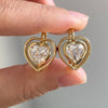2.00 TCW Heart Shape Moissanite Diamond Drop Earrings in Gold Double Heart Halo Dangle Earrings for Women Minimalist Romantic Jewelry Gift