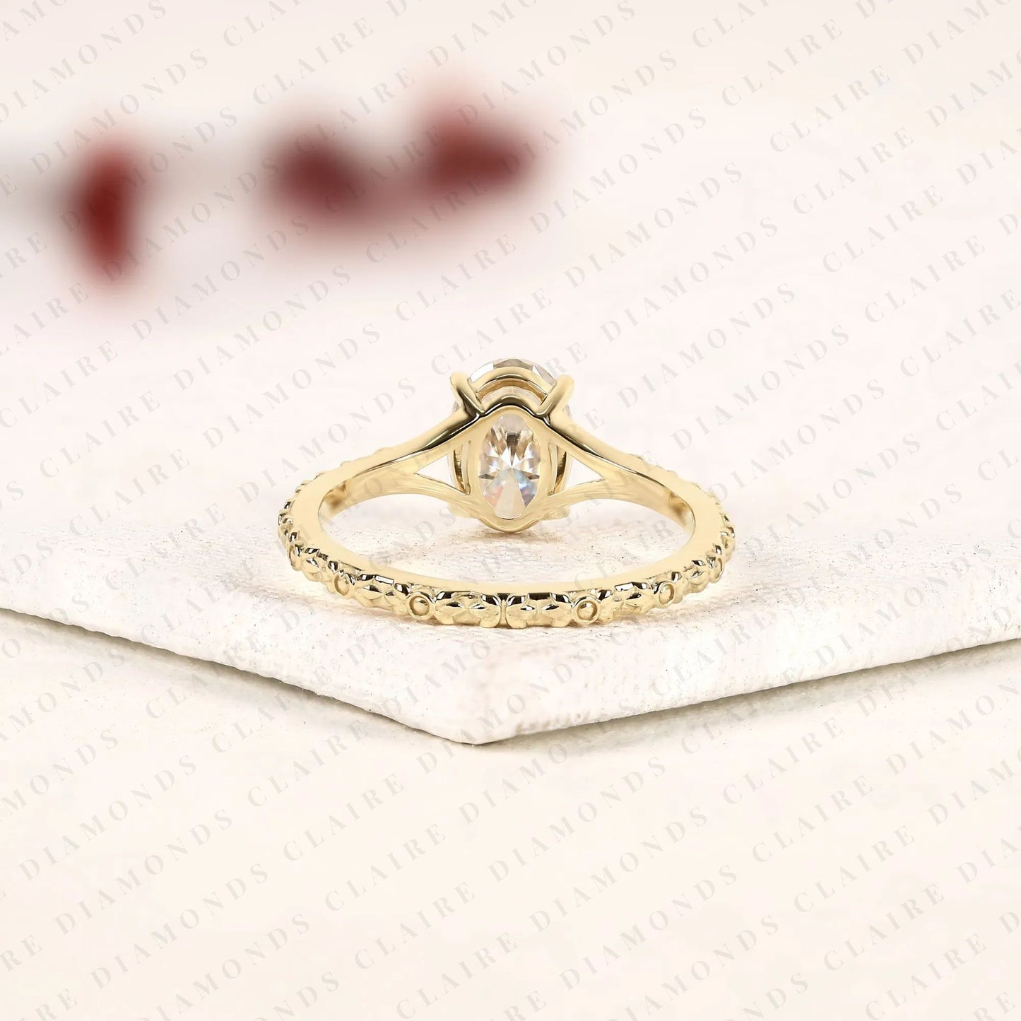 oval cut lab grown diamond engagement ring vintage floral gold ring nature inspired solitaire promise ring for women