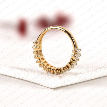 1.76 TCW Alternating Marquise & Baguette Cut Lab Grown Diamond Eternity Band, Yellow Gold Full Eternity Wedding Ring, Modern Geometric Anniversary Band