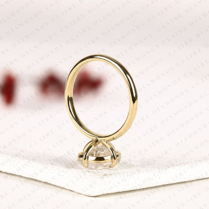 Old Mine Elongated Cushion Cut Lab Grown Engagement Ring in Solid Gold | Classic Solitaire Wedding Ring