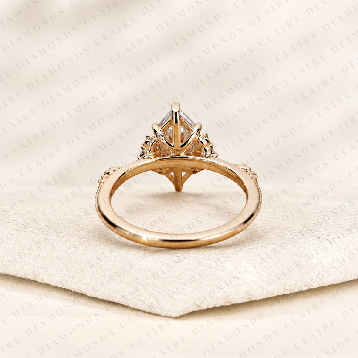 Dutch Marquise Cut Lab Grown Diamond Engagement Ring Rose Gold with Pavé Accents Vintage Inspired Luxury Wedding Ring for Women