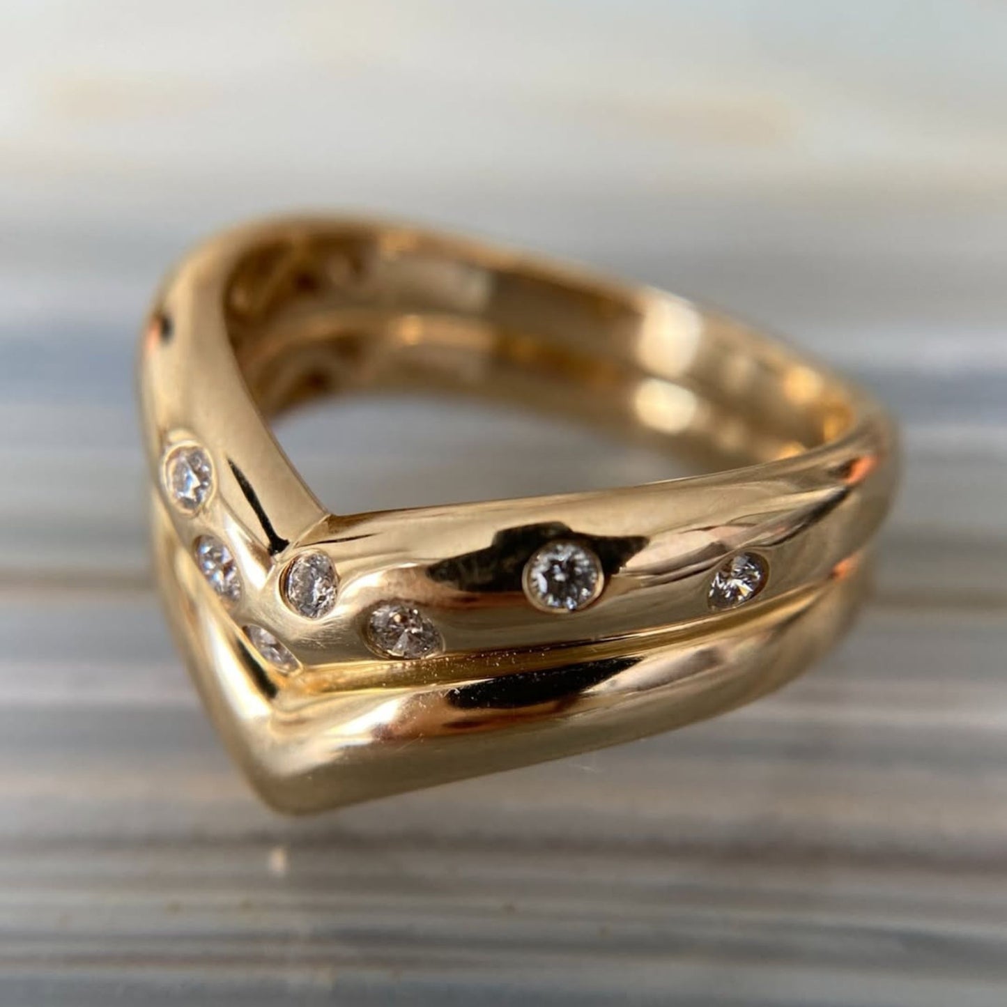 0.24 tcw elegant v-shape diamond chevron ring in lab grown minimalist stackable fine jewelry