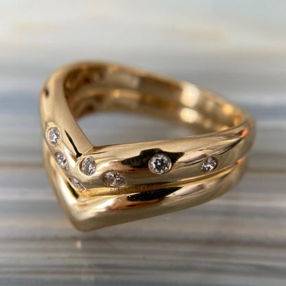 0.24 TCW Elegant V-Shape Diamond Chevron Ring in Lab Grown Minimalist Stackable Fine Jewelry