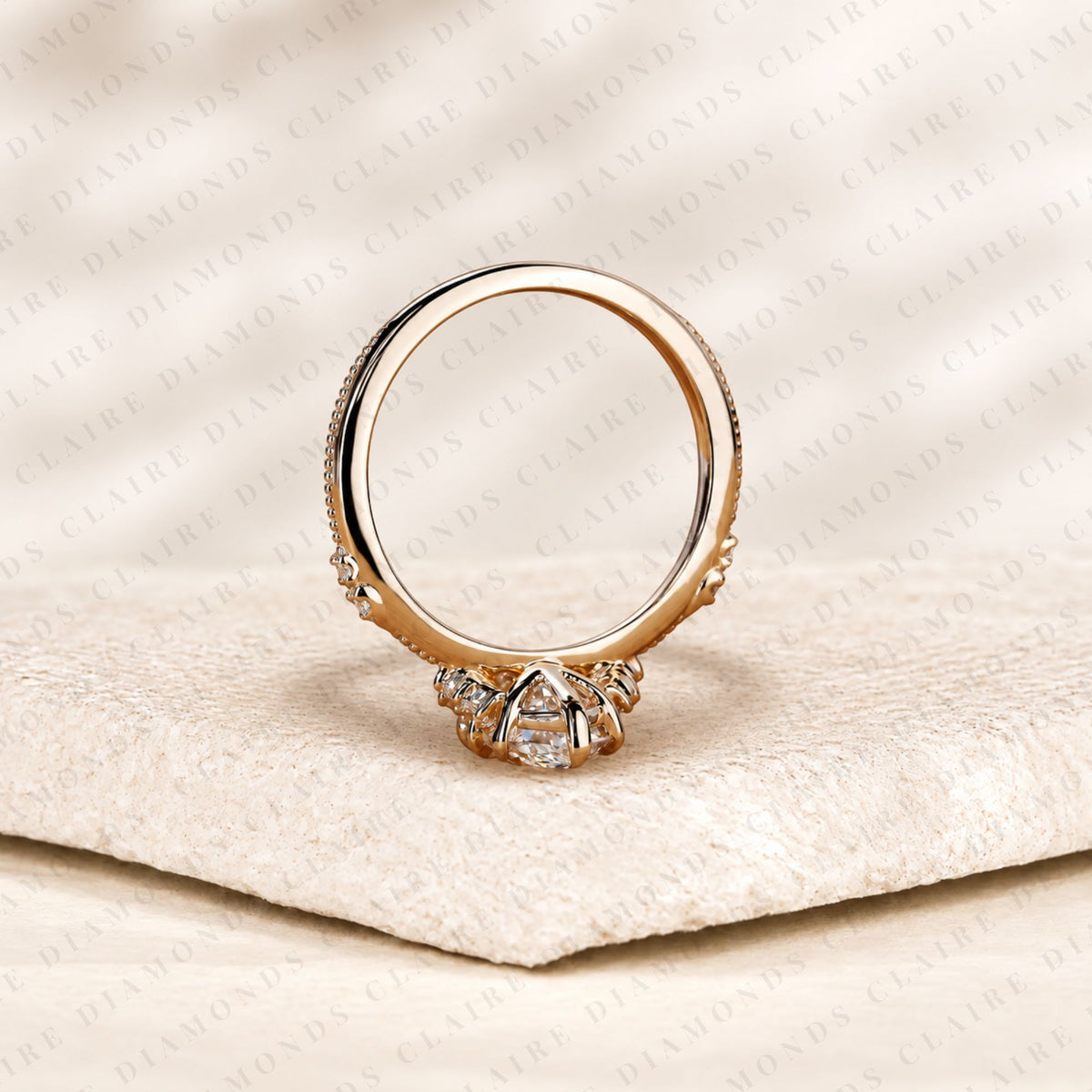 Dutch Marquise Cut Lab Grown Diamond Engagement Ring Rose Gold with Pavé Accents Vintage Inspired Luxury Wedding Ring for Women