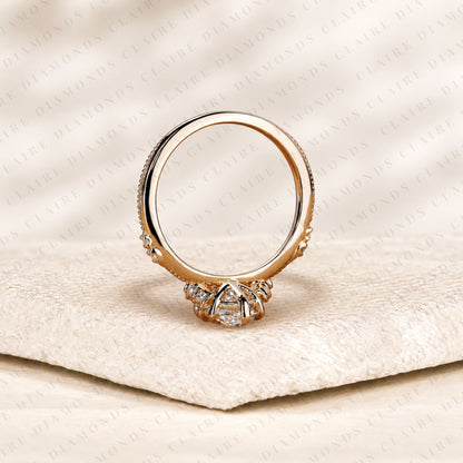 Dutch Marquise Cut Lab Grown Diamond Engagement Ring Rose Gold with Pavé Accents Vintage Inspired Luxury Wedding Ring for Women