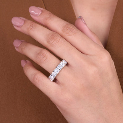 4.59 TCW Round Cut Moissanite Diamond Eternity Band Ring – Timeless Sparkling Wedding Jewelry Design