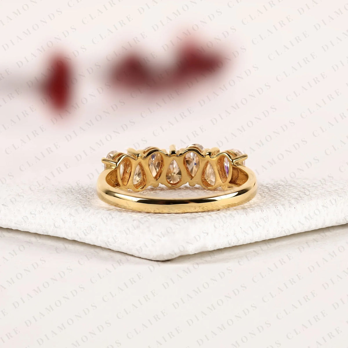 1.75 tcw pear cut lab grown diamond band in gold elegant pear shape eternity wedding band for women
